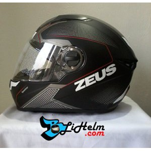 helm ZEUS ZS 811 BLACK DOFF AL6 WHITE RED Terbaik