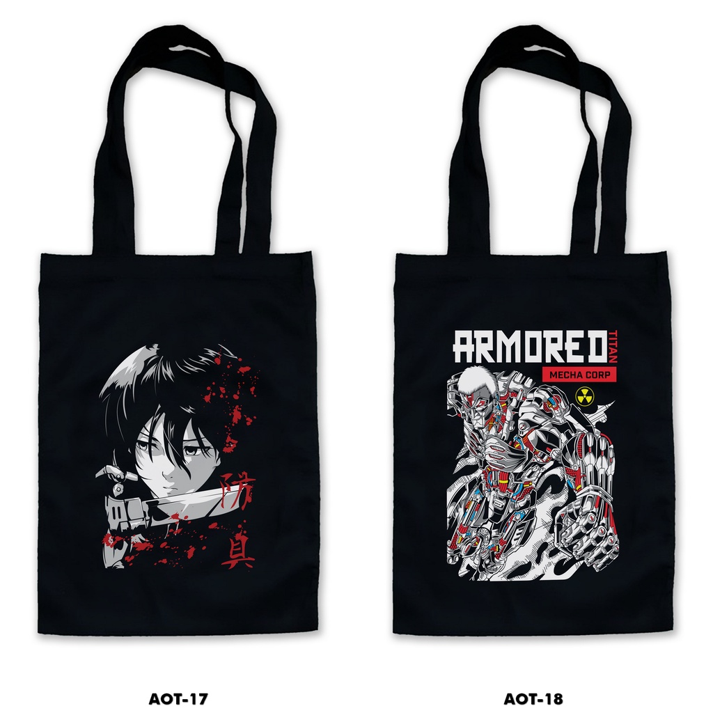 TOTE BAG HITAM - ATTACK ON TITAN /ANIME /MANGA 1