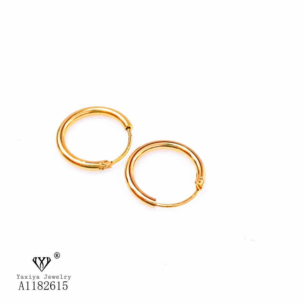 Yaxiya Anting Gipsy Polos Perhiasan Lapis Emas 18k A02-1