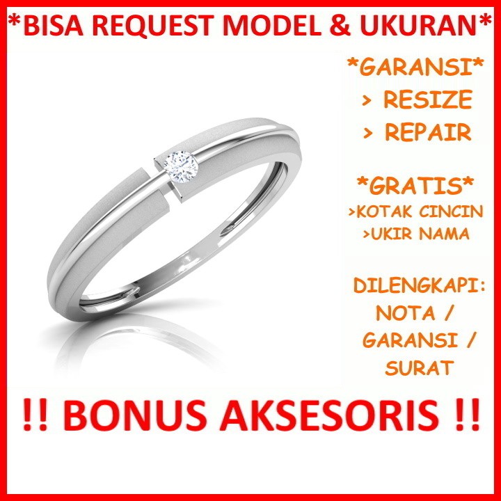 Bisa Pesan Model Garansi Silver Asli Cincin Kawin Perak Tunangan Nikah Gratis Ukir Tulis Nama Id134