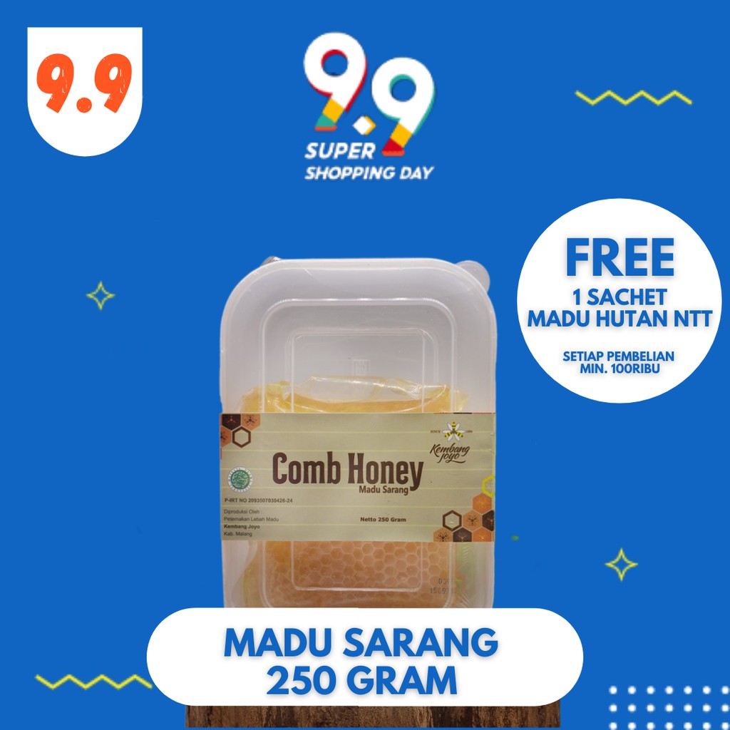 

Madu Kembang Joyo Comb Honey atau Madu Sarang 250gr
