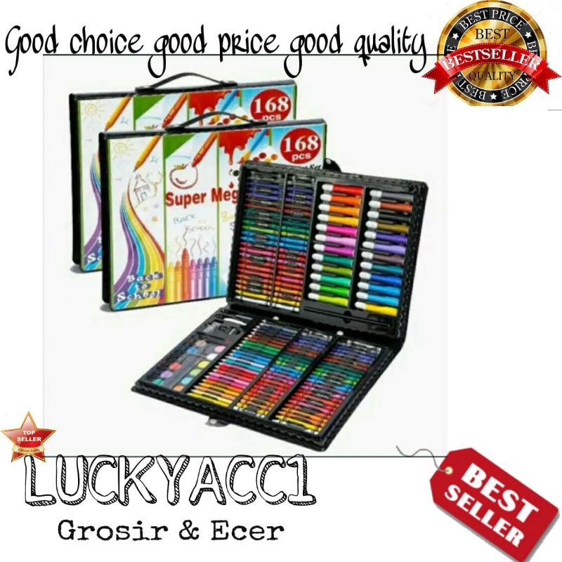 

LC - art set crayon 168pcs pensil warna super Mega art set anak anak lukisan stationery melukis / crayon Art set isi 168 pcs spidol crayon / pensil set menggambar
