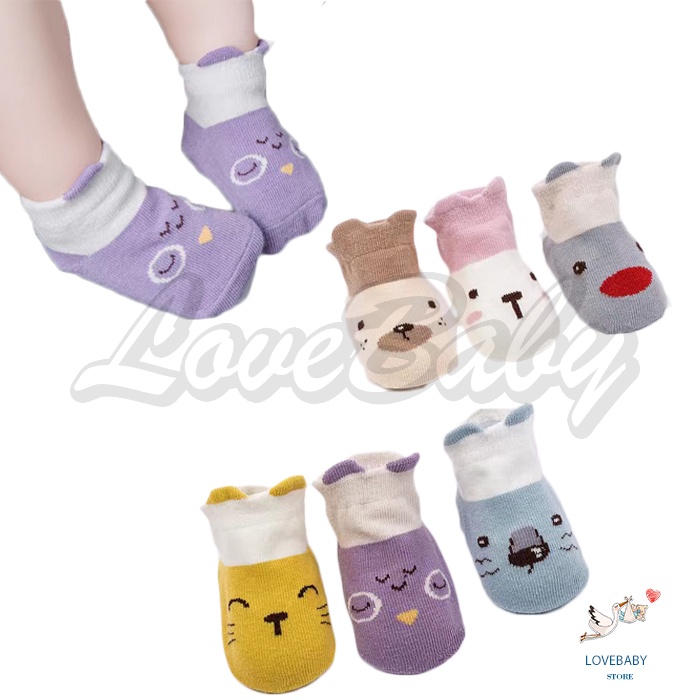 [1KG 65PCS] LBS  Kaos Kaki Pendek Anak Bayi Bahan Katun Kaus Kaki Karakter Lucu Model Korea Import Murah / Animal