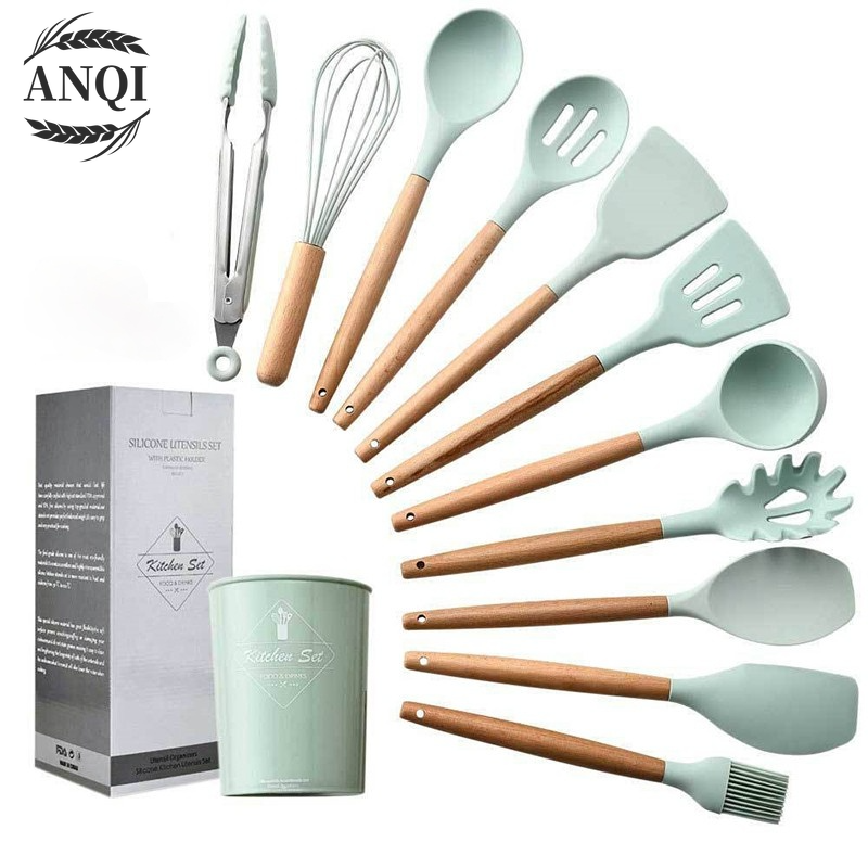 Alat Masak Set Spatula Sehat Tahan Panas Silicone Kitchen tools Set Spatula Silikon BPA-Free 12pcs