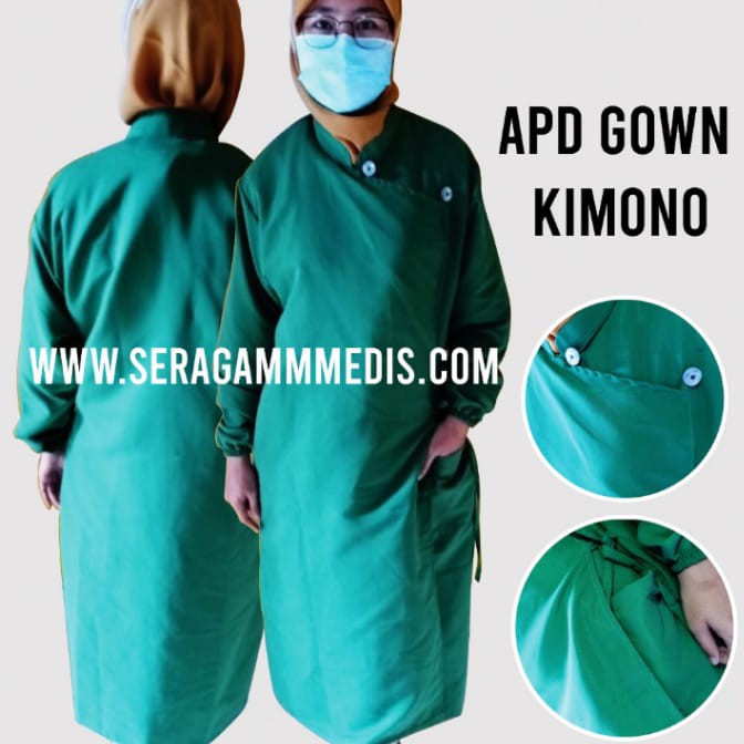APD Gown Kimono / Surgical Gown Kimono / Hazmat Kimono Waterproof Bahan Taslan