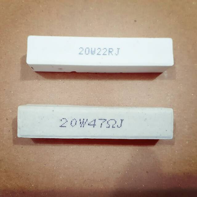 Resistor Kapur daya 20 watt 22 ohm l 47 ohm