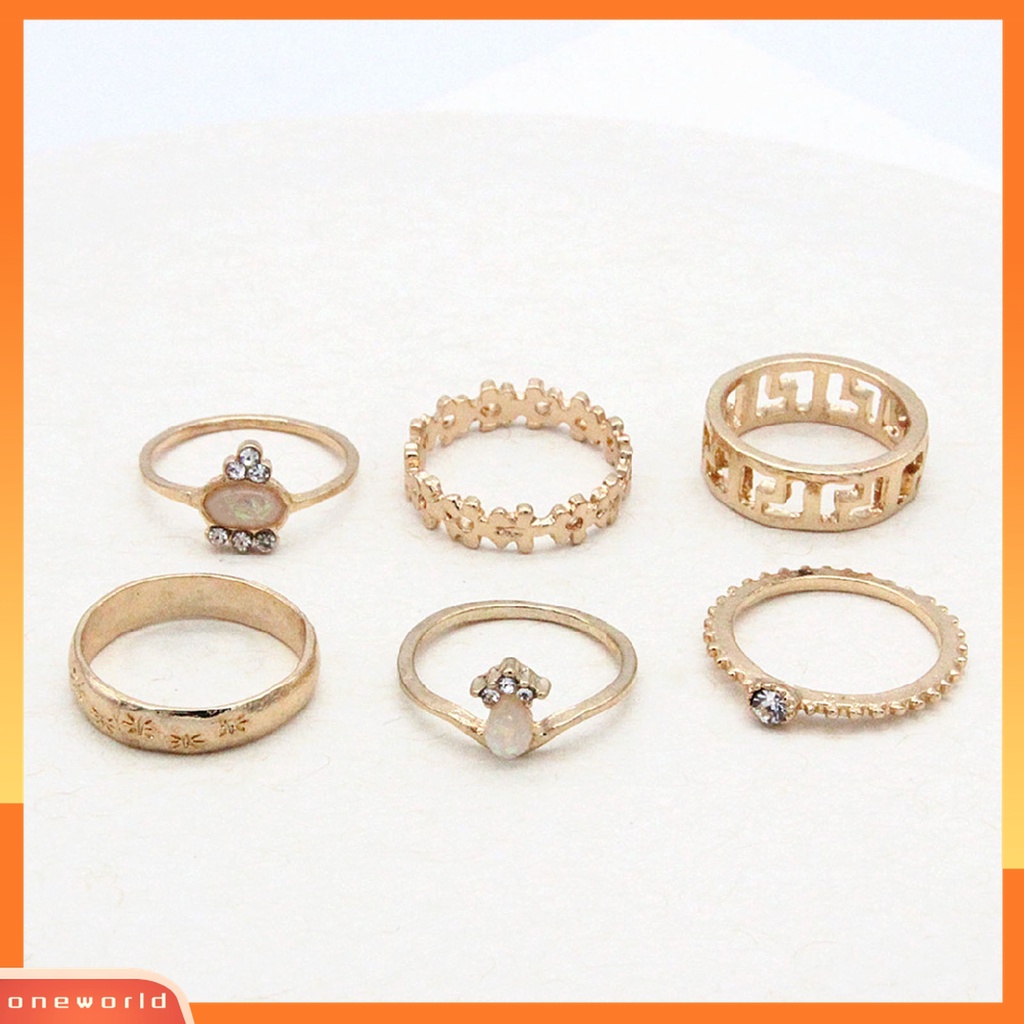 15 Pcs / Set Cincin Jari Bahan Alloy Aksen Kristal Imitasi Bentuk Hati Artistik Untuk Pemakaian Sehari-Hari