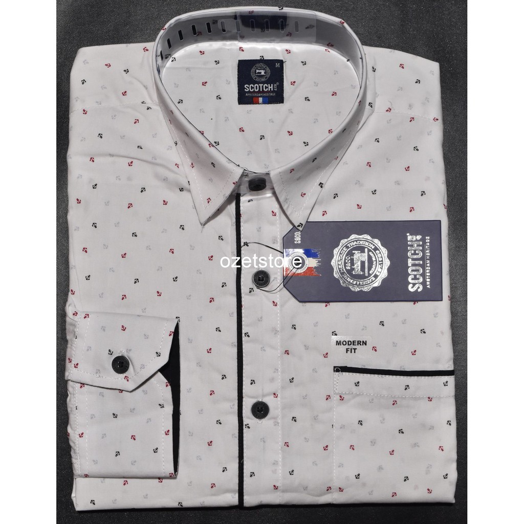 SCOTCH & CO Kemeja Pria Casual Lengan Panjang Putih Modern Fit BY83 ORIGINAL & REAL PICTURE