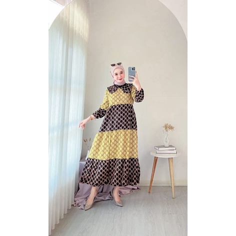 MIDI DRESS  TERBARU // MIDI DRESS KEKINIAN // MIDI DRESS RAYON PREMIUM | LEBAR DADA 110 CM