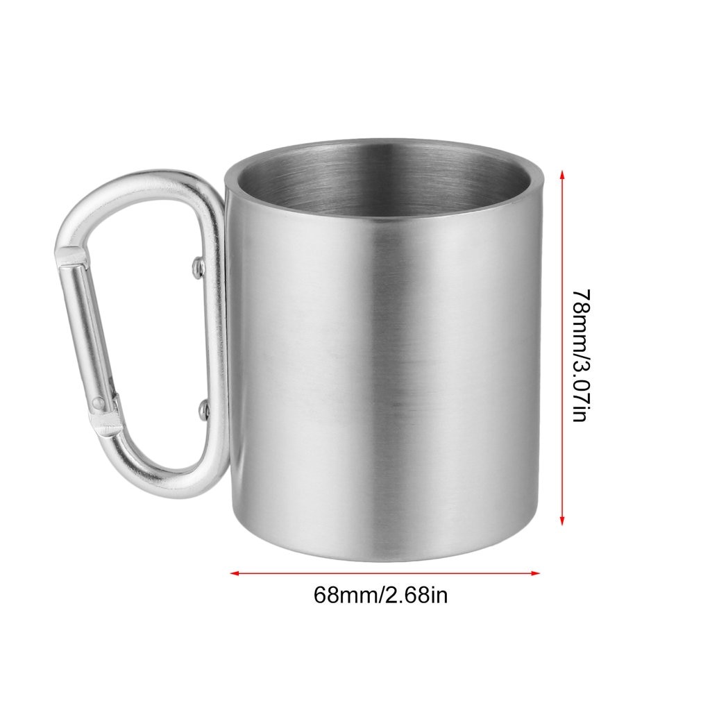 YGRETTE - GELAS MUG One Two Cups Gelas Cangkir Carabiner Stainless Steel 220ml CAMPING KARABINER