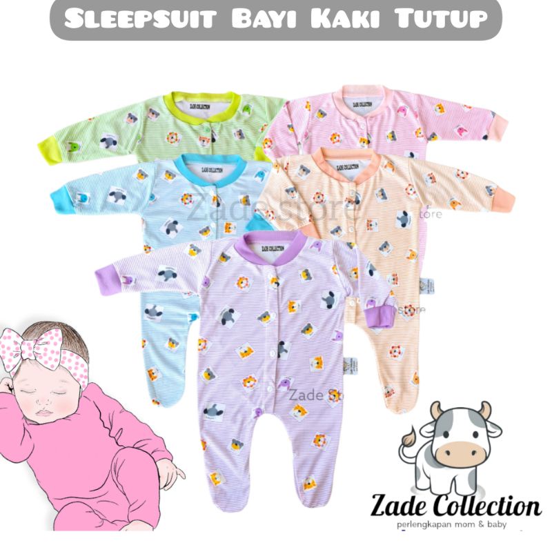 Sleepsuit Bayi Kaki BUKA 0-6 Bulan Jumpsuit Baby Newborn Jumper Anak Zade Collection