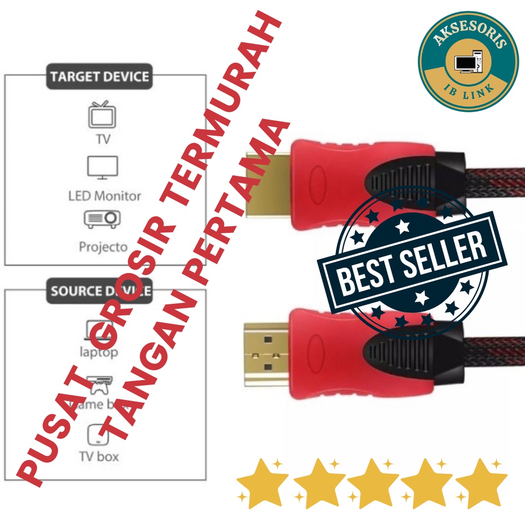 Kabel hdmi to hdmi 10m / Cable HDMI jaring- KABEL HDMI JARING 10meter - 15meter  LAPTOP KE TV CCTV N