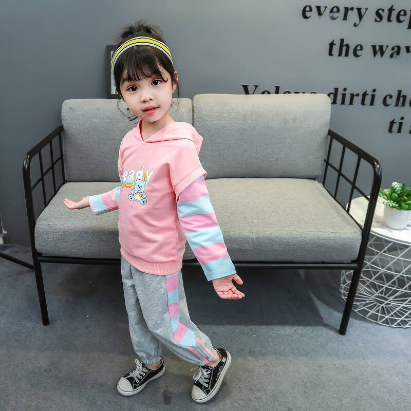 Promo !! setelan anak cewek lucu termurah /  setelan ready bear colour import sz uk 1-2th