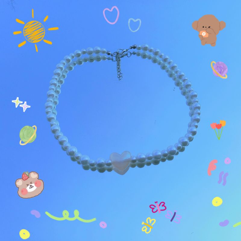 pearl love necklace | kalung mutiara