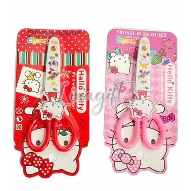 ( Ecer 1 Pc ) PLASTIC MOTIF SCISSOR WITH COVER ( STAINLESS STEEL ) - GUNTING BESI ANAK MULTIGUNA DG TUTUP AMAN FROZEN ELSA / UNICORN / LOL / HELLOKITTY / BTS / BARE BEARS / FLAMINGGO - UJUNG TUMPUL TIDAK TAJAM