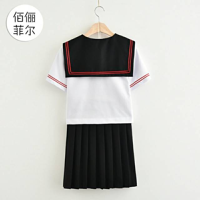 Seiufuku uniform jepang anime devil cosplay hitam putih