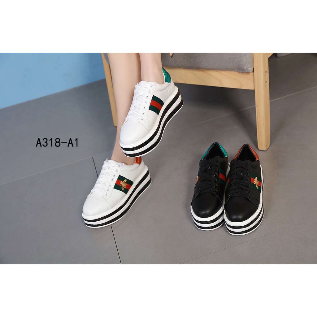 CK01 Gucci Bee Femme Polo High Sole Sneakers A318-A1 SEPATU WANITA SEPATU IMPOR