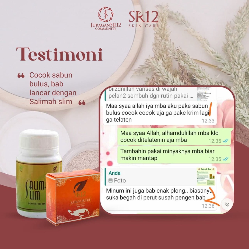 Salimah Slim SR12 SR 12 Herbal Pelangsing Penurun Berat Pengurus Badan Ampuh Detoks Detox Tubuh Pembakar Lemak Perut Pengurang Nafsu Makan Pelancar BAB