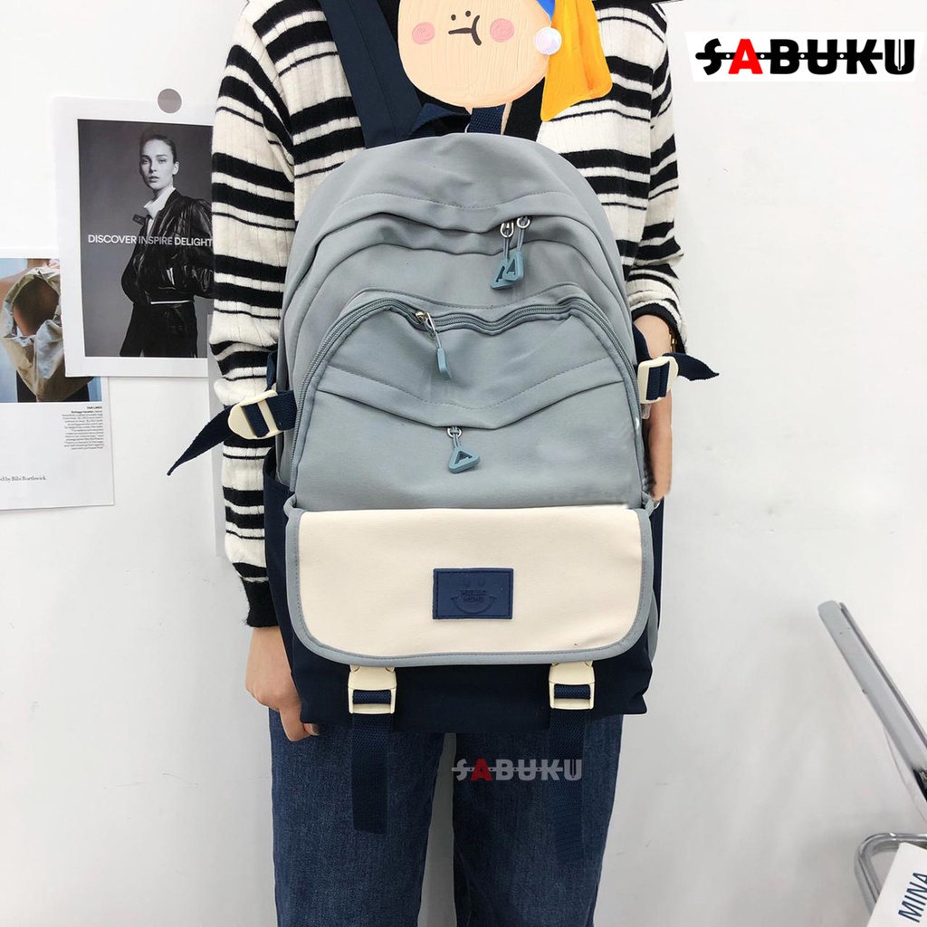 Tas Ransel Pria Wanita Fashion Remaja Kekinian Tas Ransel Sekolah Backpack Korea Multifungsi -211