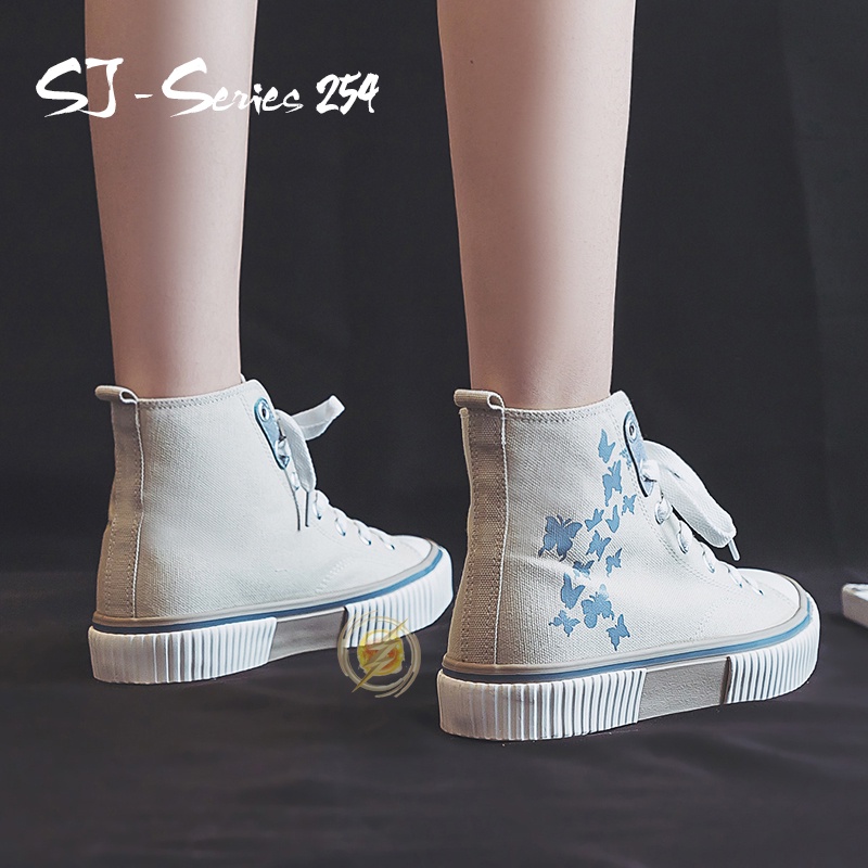 [JWALK] Sepatu Sneakers Boots Wanita Motif Trendy Kupu-kupu Kualitas Import Premium - 254  (DAPAT 2 PSC TALI SEPATU)