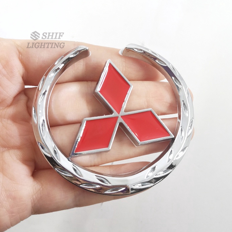 1pc Stiker Emblem Logo Mitsubishi Bahan Metal Untuk Dekorasi Bagasi Belakang Mobil