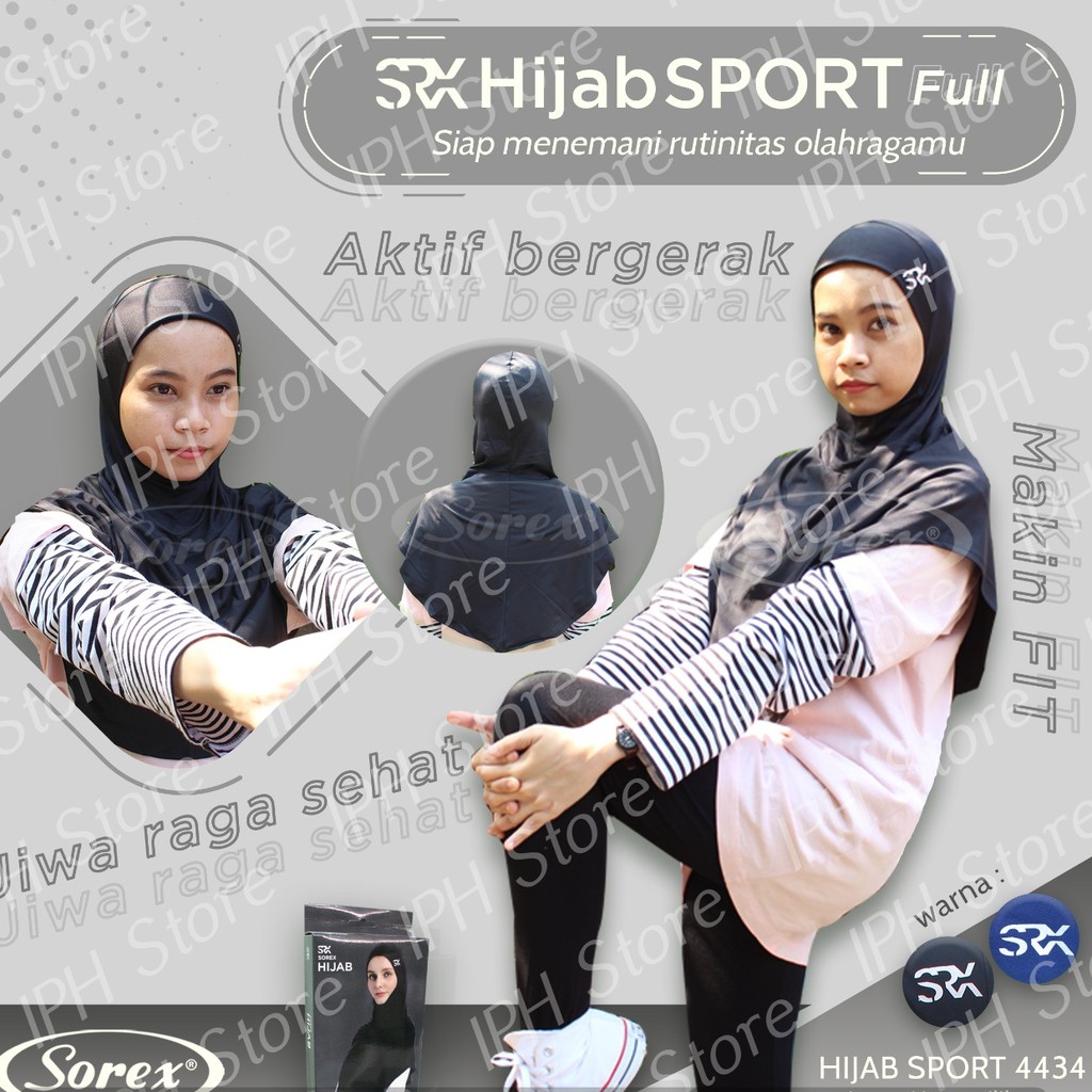 Hijab Sport Full Sorex 4434 (Seamless, Panjang 61cm)