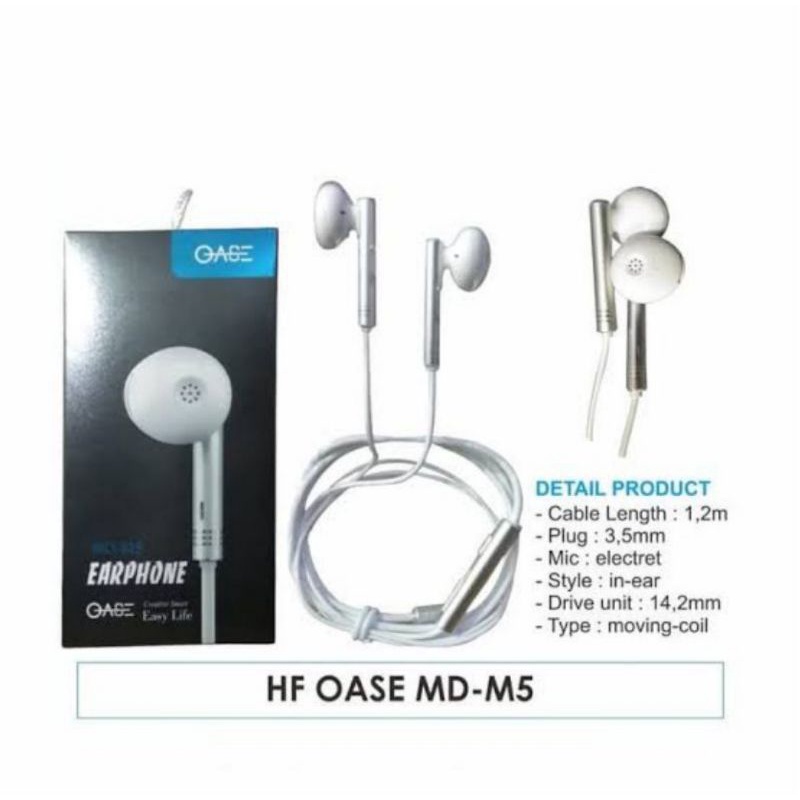 EARPHONE OASE MD-M5 | HEADSET OASE MD-M5 | HANDSFREE OASE MD-M5 | ORIGINAL GARANSI RESMI