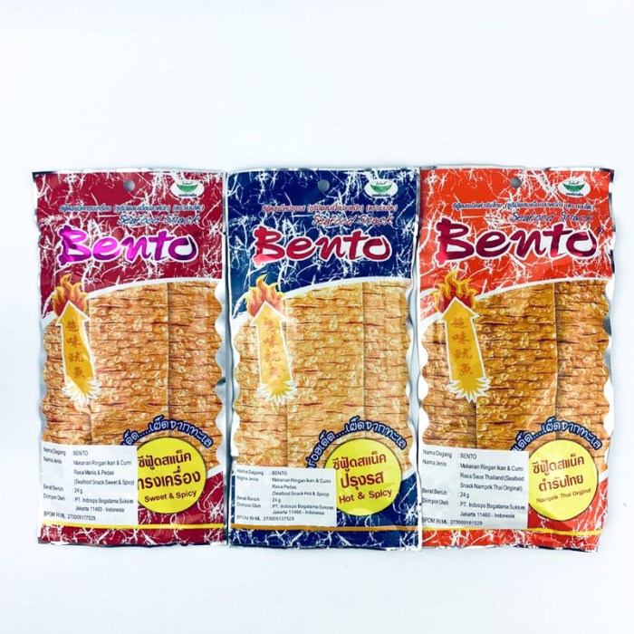

INSTANT-CAMILAN- JUHI BENTO SQUID THAILAND 24 GRAM - SNACK CEMILAN CUMI INSTANT - HOT & SPICY