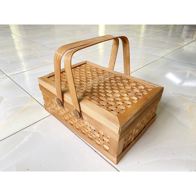 Rantang bambu/ keranjang bambu/ hampers 25x25cm