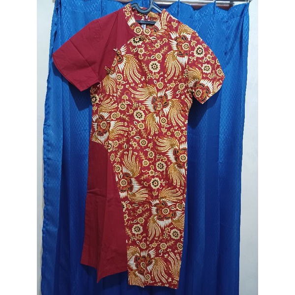 Batik Keris Dress Batik merah second preloved