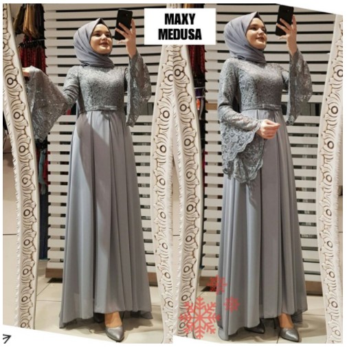 Baju Gamis Wanita Muslim Lebaran Terbaru 2021 Havana Syari set Khimar Ceruty Babydoll Polos Murah