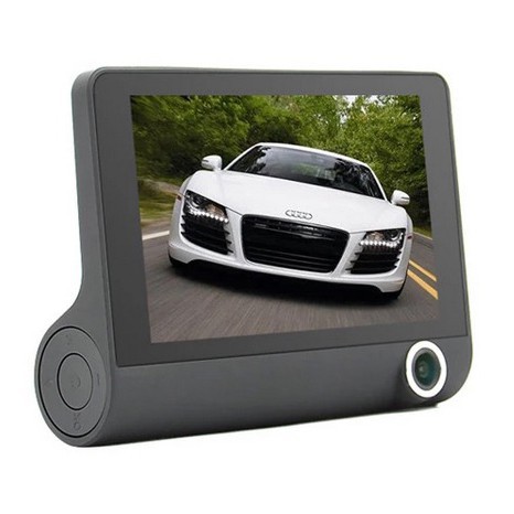 Grab Medan Car DVR Kamera Mobil 1080P 4 Inch Screen with Rear View Camera Baco T319 Hitam