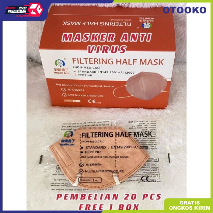 Masker anti virus KN95 3D Copper filter tembaga anhui health 1 pcs