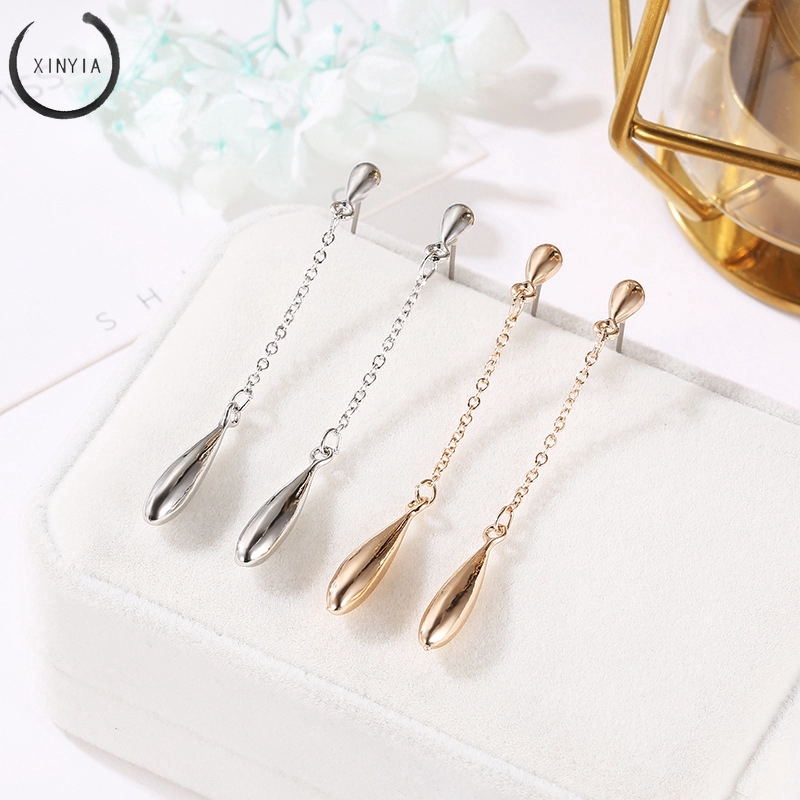 Anting Tetesan air Model Rumbai Panjang Gaya Korea Streamline Anting Wanita Hadiah