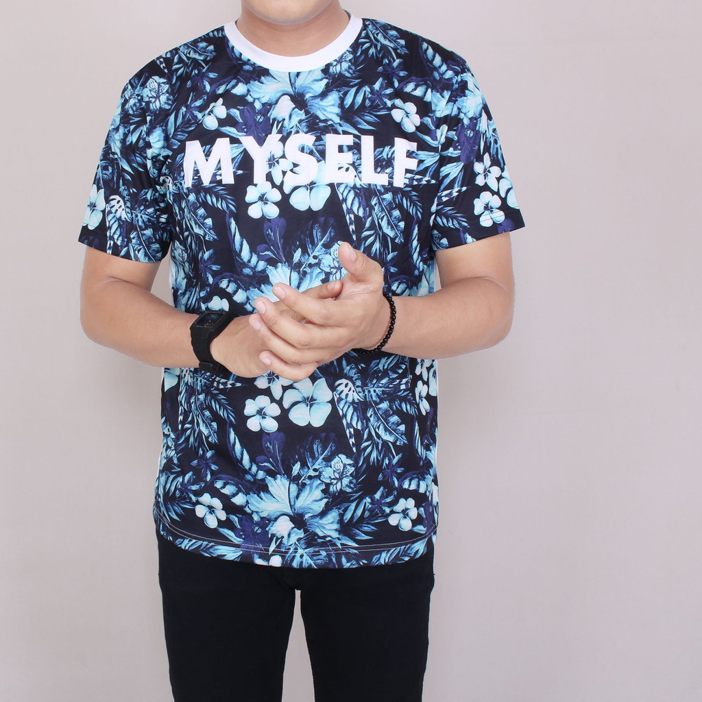 

T-Shirt My Self Leaf motif Sky blue