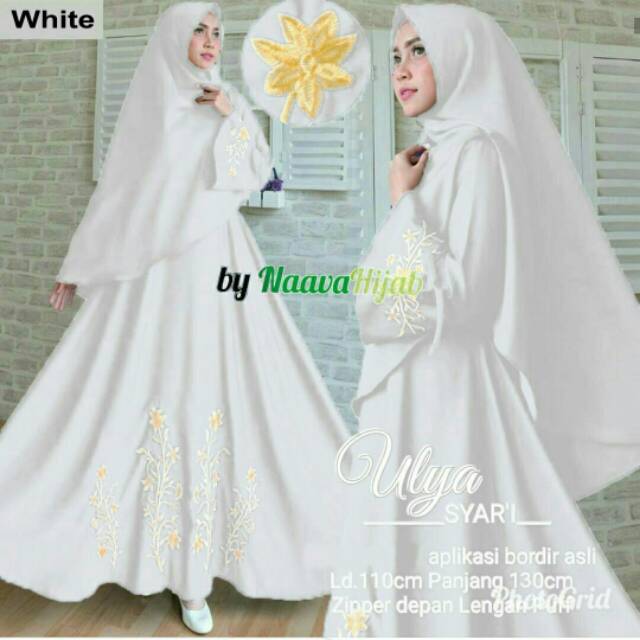 Alya Syari Putih + Jilbab | PAKAIAN MUSLIM | Dress GAMIS | PAKAIAN WANITA | MUSLIMAH