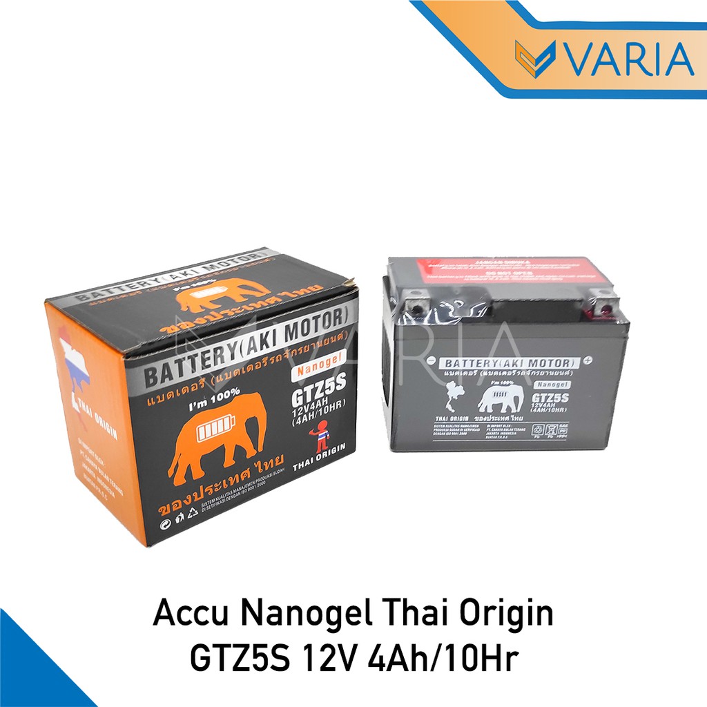 Accu Aki Kering Motor MF Nanogel GTZ5S 12V 4Ah Thai Origin