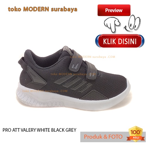 PRO ATT PI 600 V HITAM PUTIH sepatu sekolah anak perekat sneakers velcro