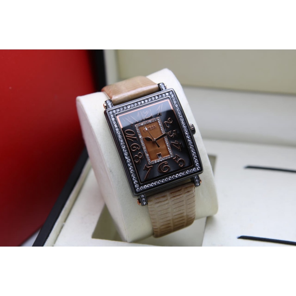 Jam Tangan Fashion Wanita S615057 Tali Kulit Tanggal Aktif Free Box &amp; Baterai