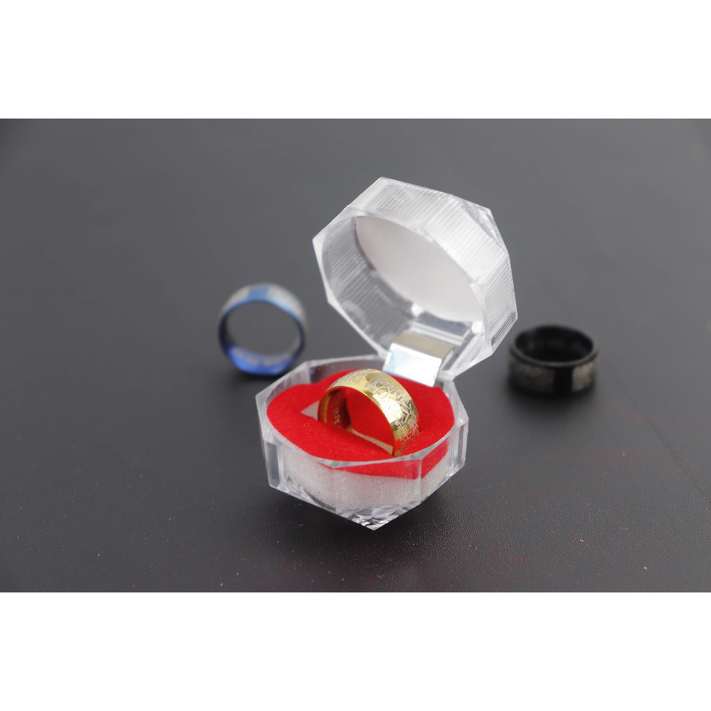 Tempat Cincin Kotak/Love Kecil/Segi8 Akrilik