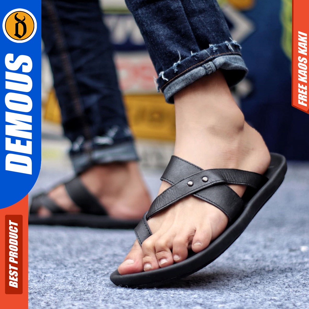 DEMOUS WIROS Sandal Jepit Kulit Asli