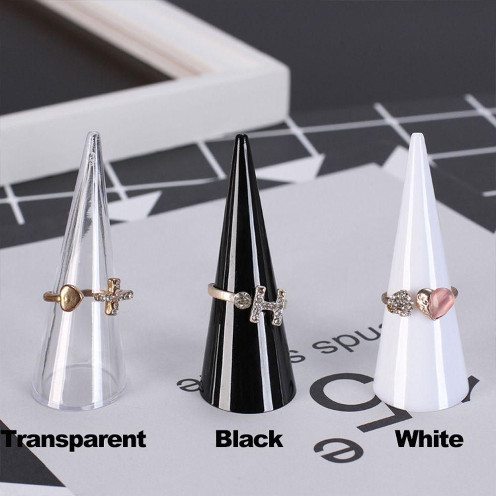 Lily 1/5PCS Ring Display Stand Mini Ujung Jari Kerucut Putih Hitam Transparan Organizer Perhiasan