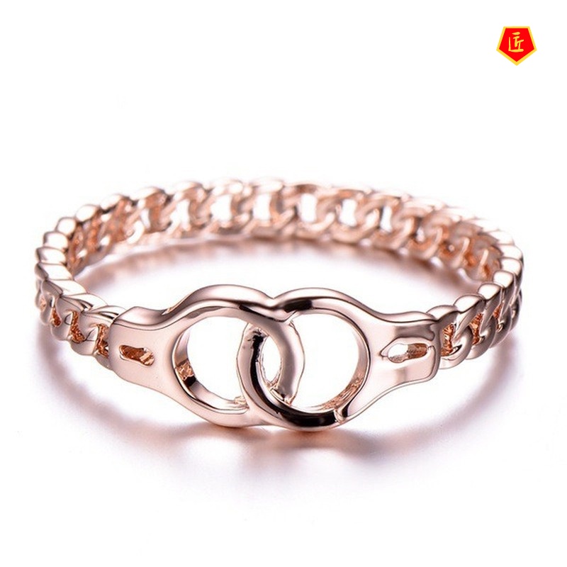 [Ready Stock]Simple Creative Ring 18K Rose Gold Personality