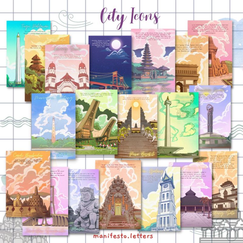 

Postcard City Icons | Kartu Pos Ilustrasi landscape kota