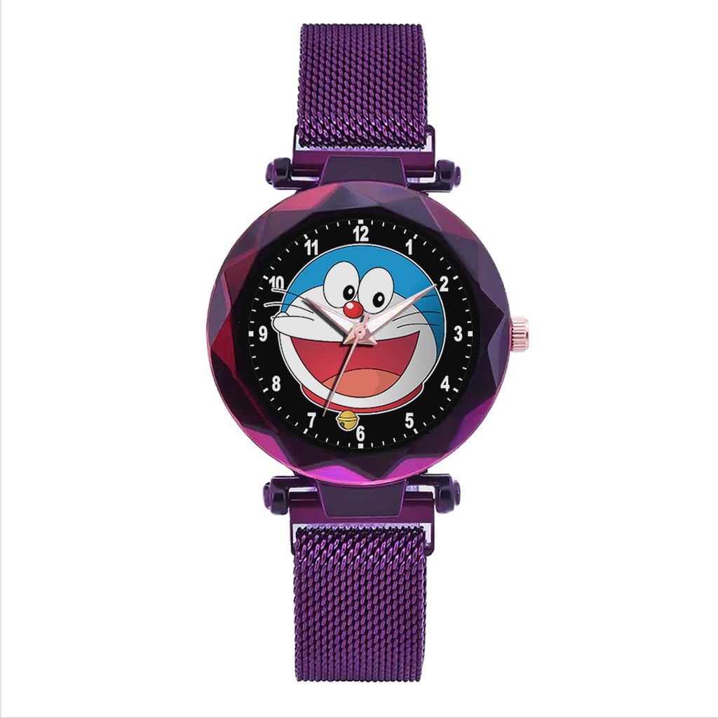 Jam Tangan Wanita Custom - DORAEMON MOTIF 6 Free Box &amp; Batre Cadangan