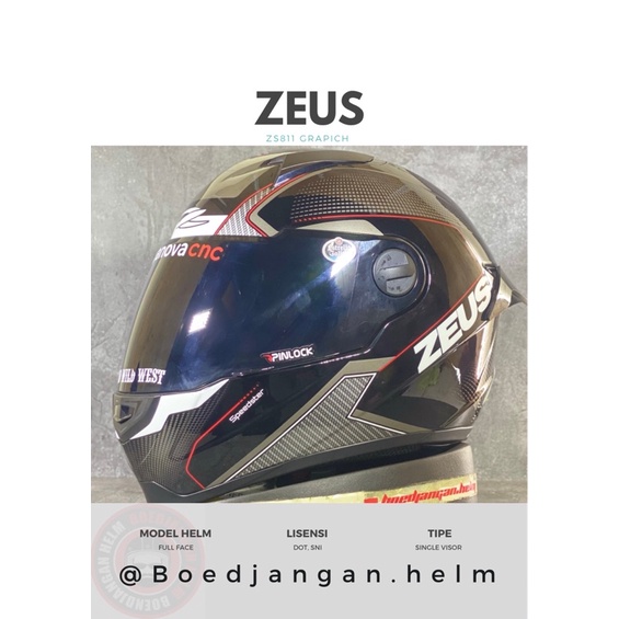 ZEUS HELM ZS811 AL6- BLACK RED - ZS 811 - FULL FACE SINGLE VISOR