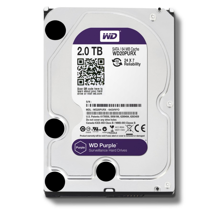 Harddisk Internal WDC 3.5&quot; 2TB SATA3 - Caviar Purple (For CCTV)