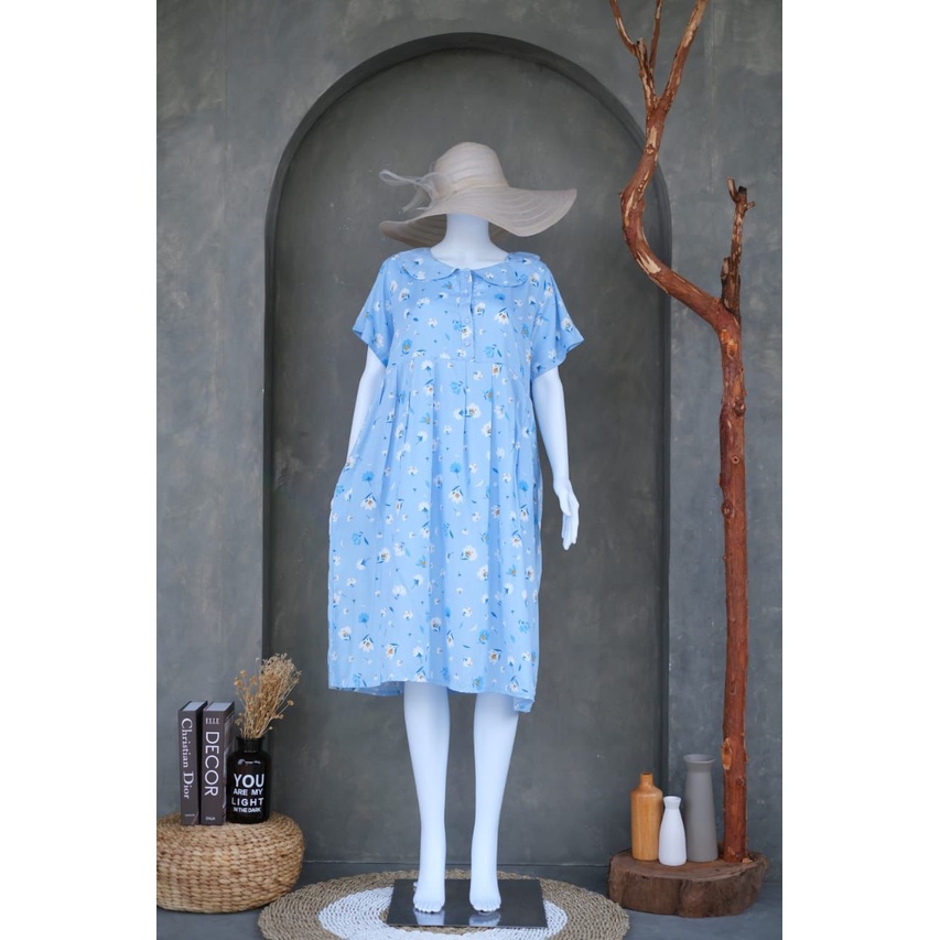 Celine Dress (Daster Kekinian Selutut Bumil/Busui Friendly)