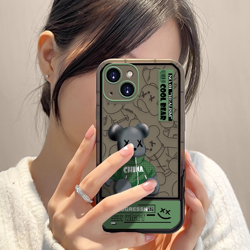 Soft Case Silikon TPU Shockproof Motif Beruang Untuk IPhone 11 12 13 Pro MAX XR X XS MAX 6 7 6s 8 Plus