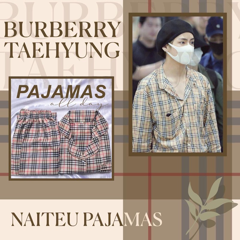 NaiteuPajamas Piyama IDOL KPOP Motif Burberry Taehyung BTS